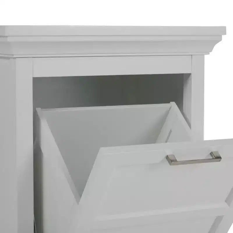 Panier à linge avec meuble de rangement – Blanc
