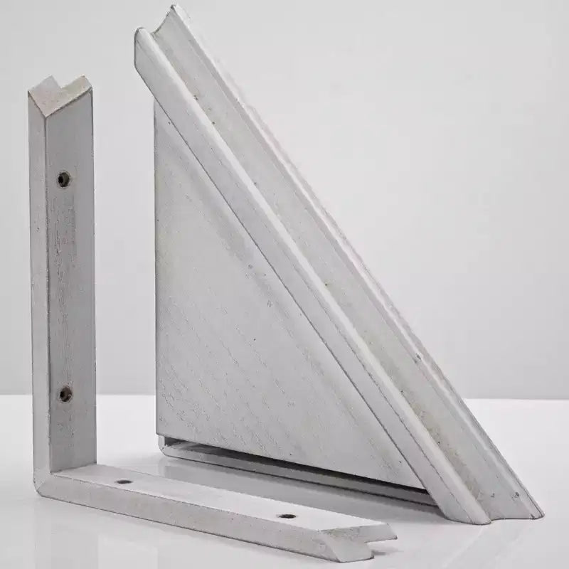 Lot de 2 étagères d'angle flottantes en bois – Finition blanchie