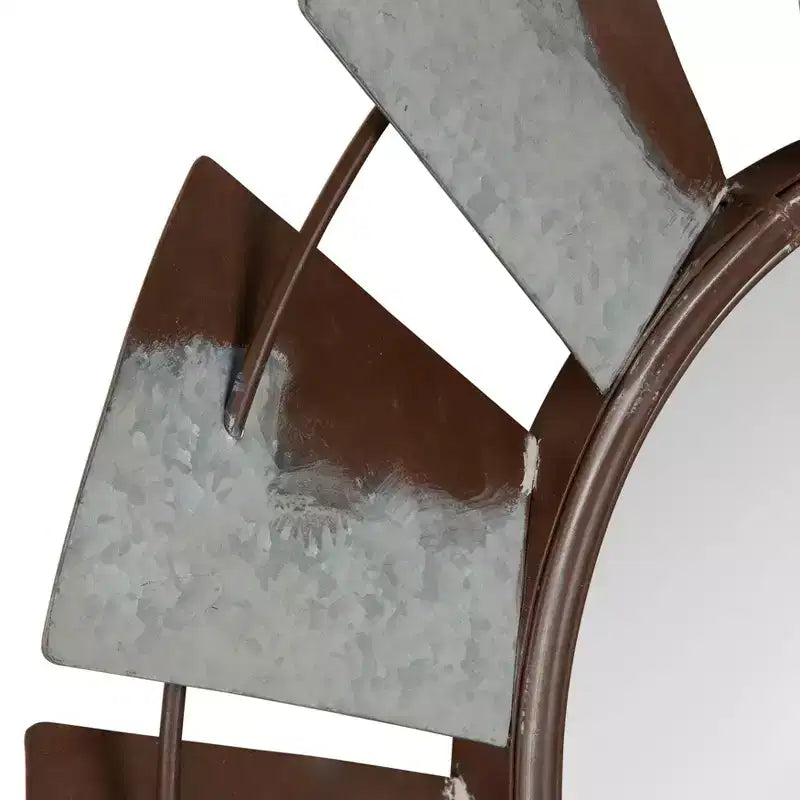 Specchio da Parete Rotondo in Metallo a Mulinello da 32" – Stile Rustico da Fattoria