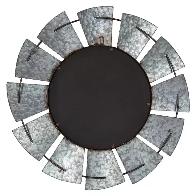 Specchio da Parete Rotondo in Metallo a Mulinello da 32" – Stile Rustico da Fattoria