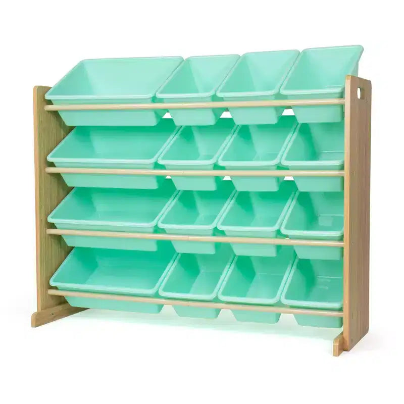 Humble Crew Kids' Toy Organizer with 16 Storage Bins Natural/Mint