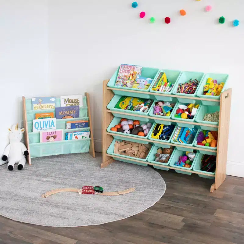Organizzatore per giocattoli per bambini con 16 contenitori