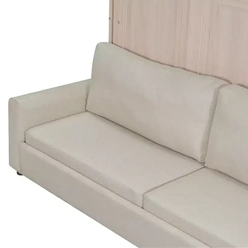 Letto a scomparsa Queen Size con divano e luci LED – Beige