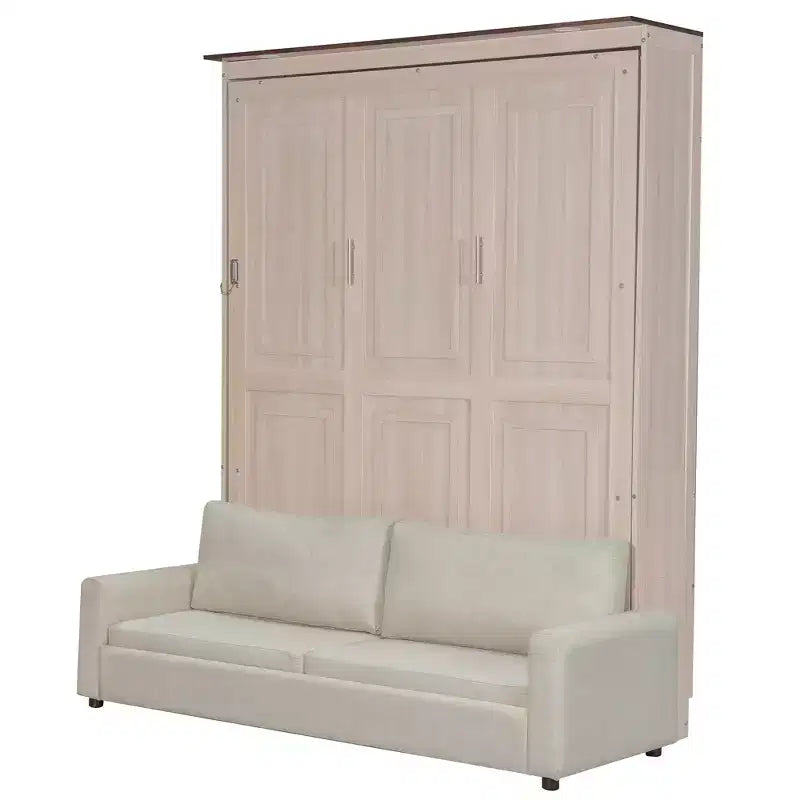 Letto a scomparsa Queen Size con divano e luci LED – Beige