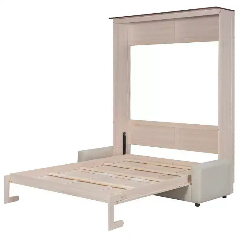 Letto a scomparsa Queen Size con divano e luci LED – Beige