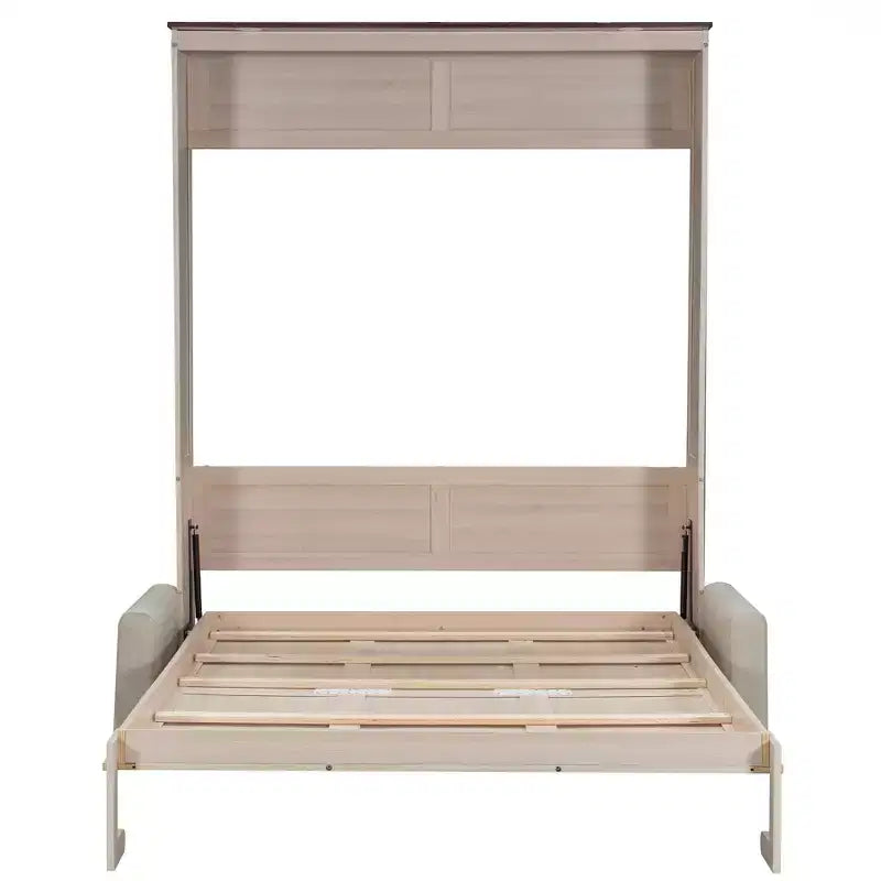 Letto a scomparsa Queen Size con divano e luci LED – Beige