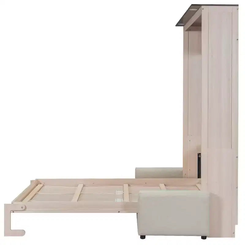 Letto a scomparsa Queen Size con divano e luci LED – Beige