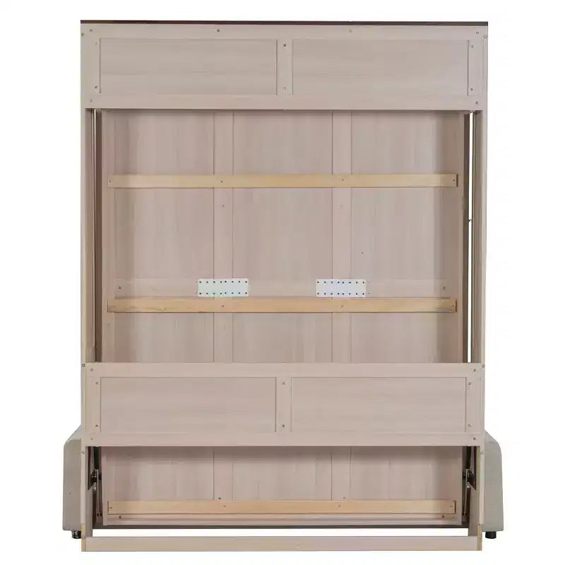Letto a scomparsa Queen Size con divano e luci LED – Beige