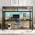 Bellemave Metal Twin XL Size Loft Bed with Power Outlet and LED Lighted, Space-Saving, Noise Reduced, Black