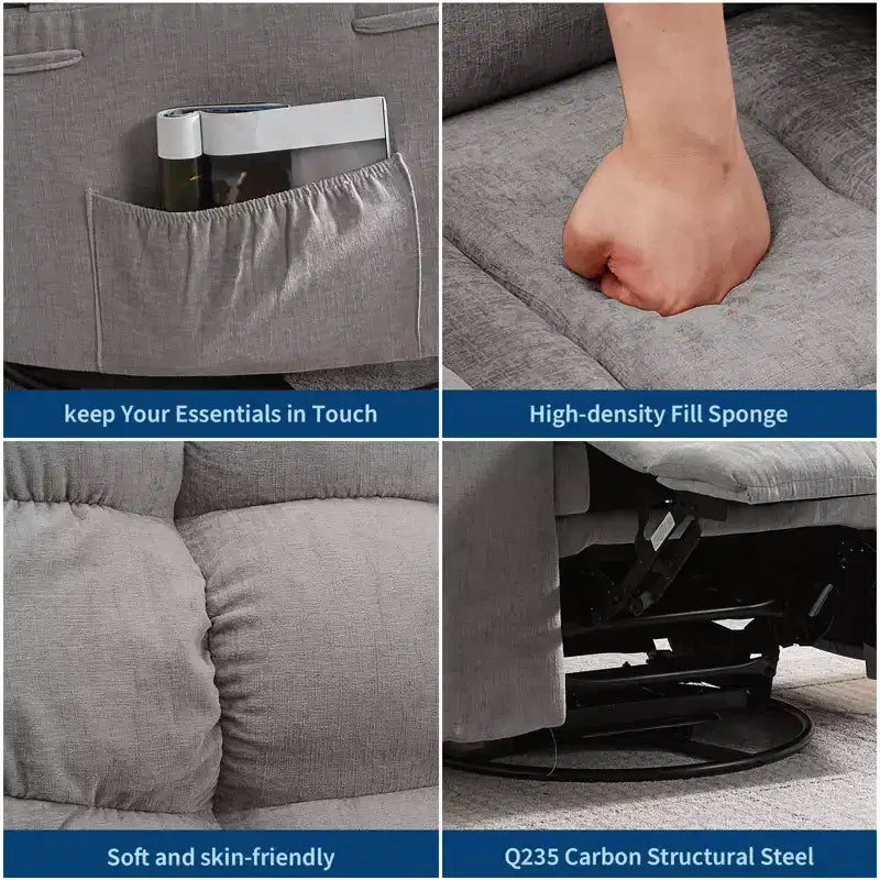 Fauteuil inclinable pivotant et basculant extra-large avec massage et chaleur