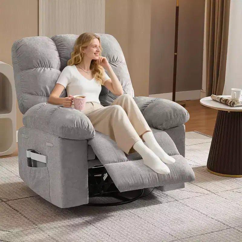 Fauteuil inclinable pivotant et basculant extra-large avec massage et chaleur