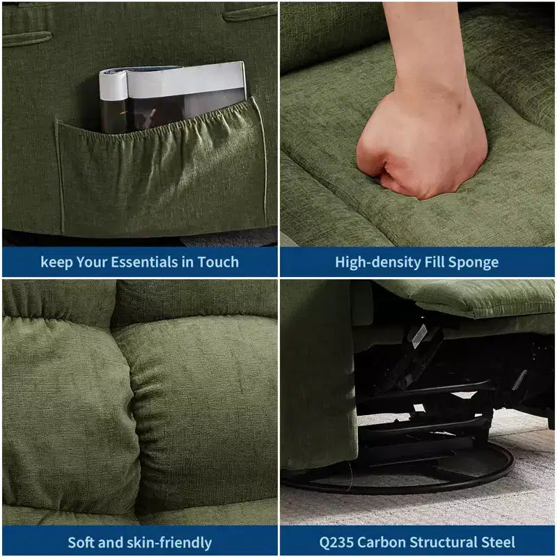 Fauteuil inclinable pivotant et basculant extra-large avec massage et chaleur
