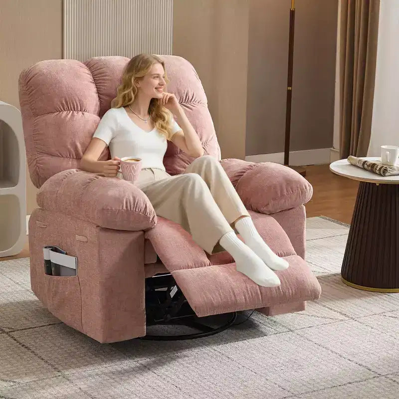 Fauteuil inclinable pivotant et basculant extra-large avec massage et chaleur