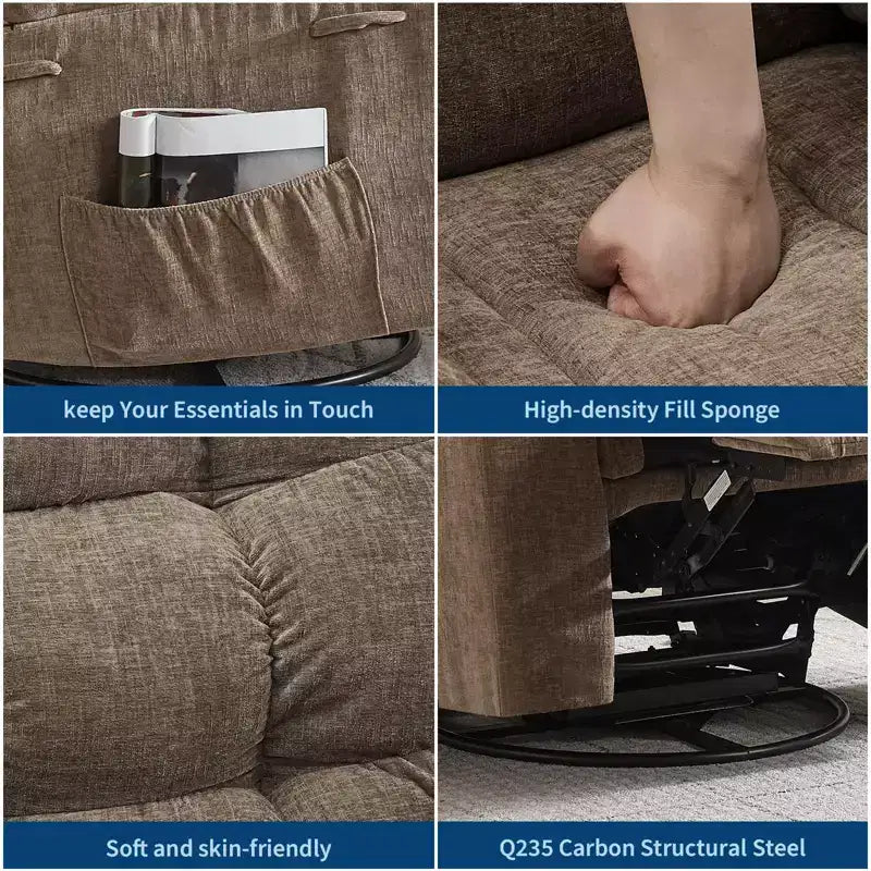 Fauteuil inclinable pivotant et basculant extra-large avec massage et chaleur