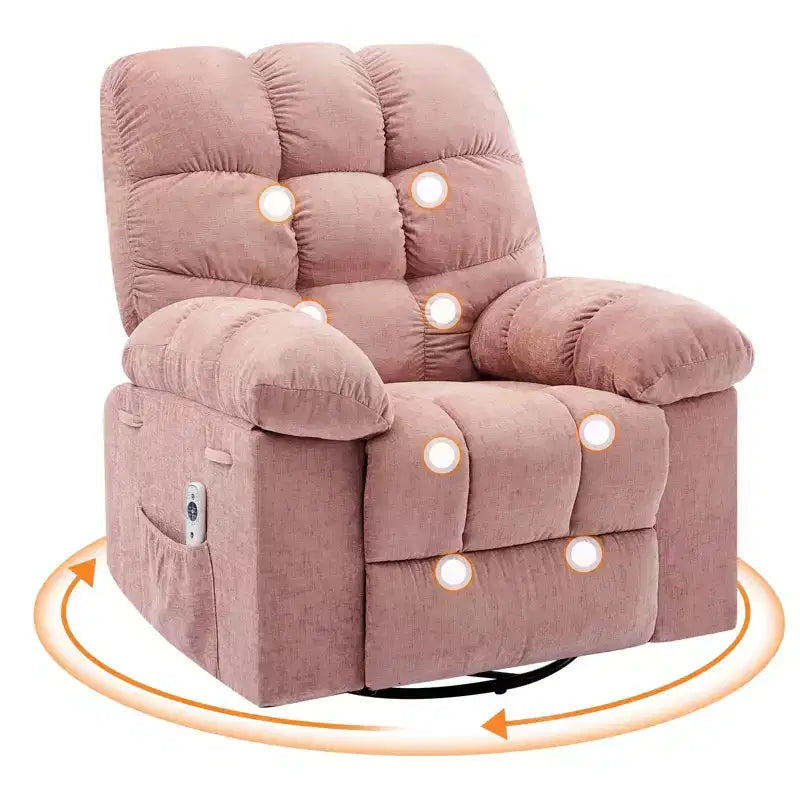 Fauteuil inclinable pivotant et basculant extra-large avec massage et chaleur