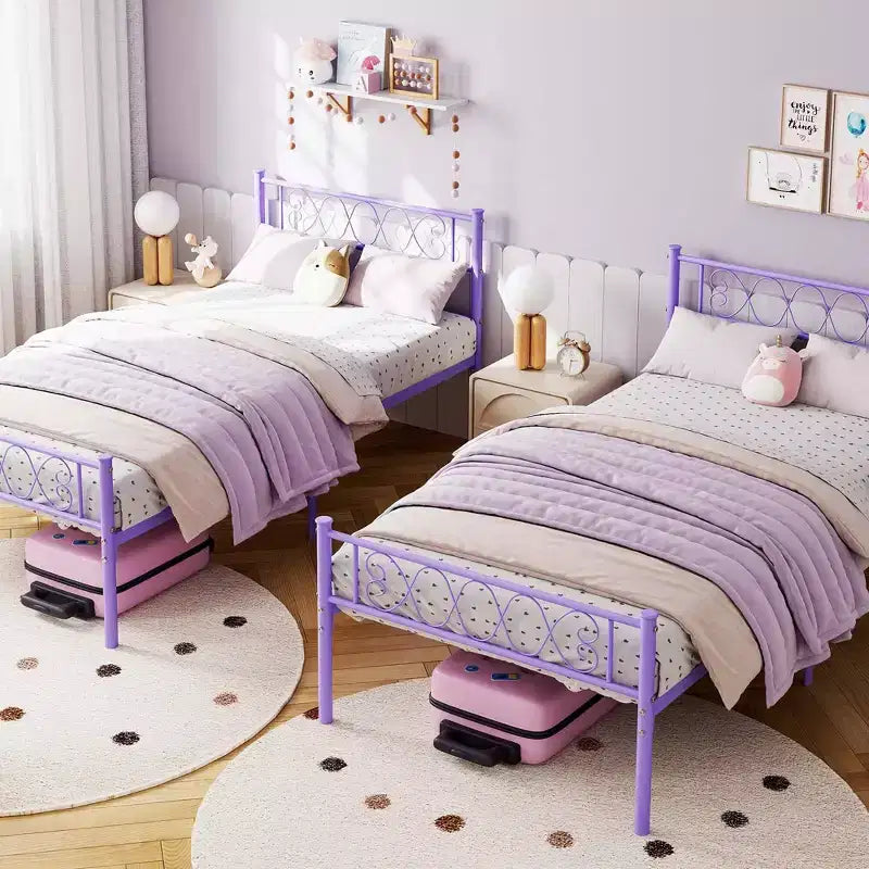 Struttura letto a piattaforma in metallo per letto singolo con testiera e pediera