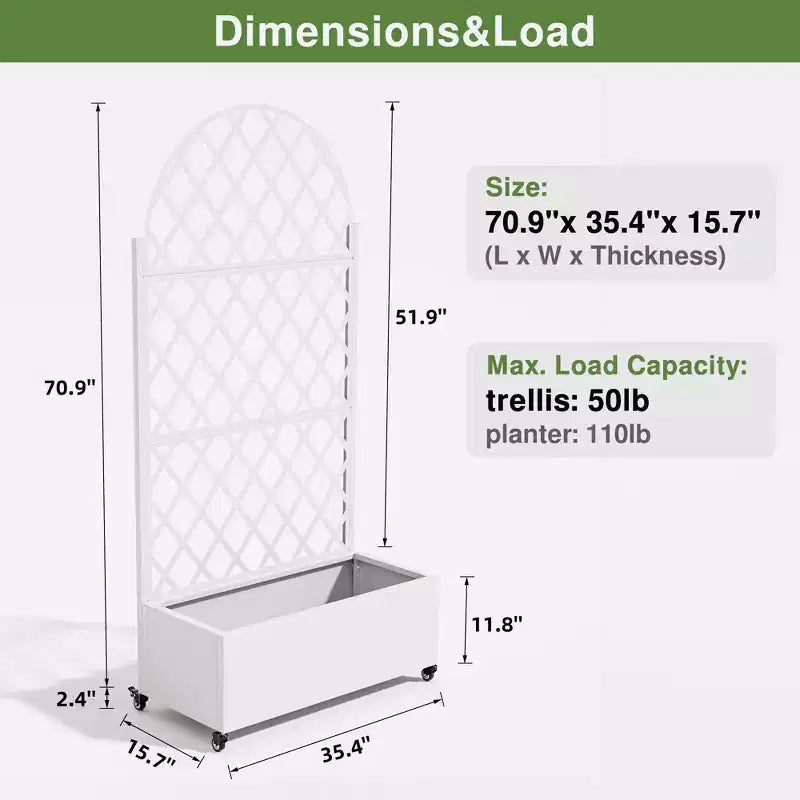 Griglia in ferro con fioriera – 183x89x41 cm, set da 3 pannelli