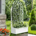MAYEERTY Planter Box with Trellis Iron White Arch Louvered Classic Style 72x35x16in 3-Piece Set