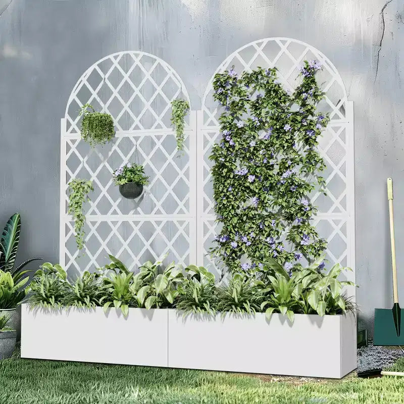 Griglia in ferro con fioriera – 183x89x41 cm, set da 3 pannelli