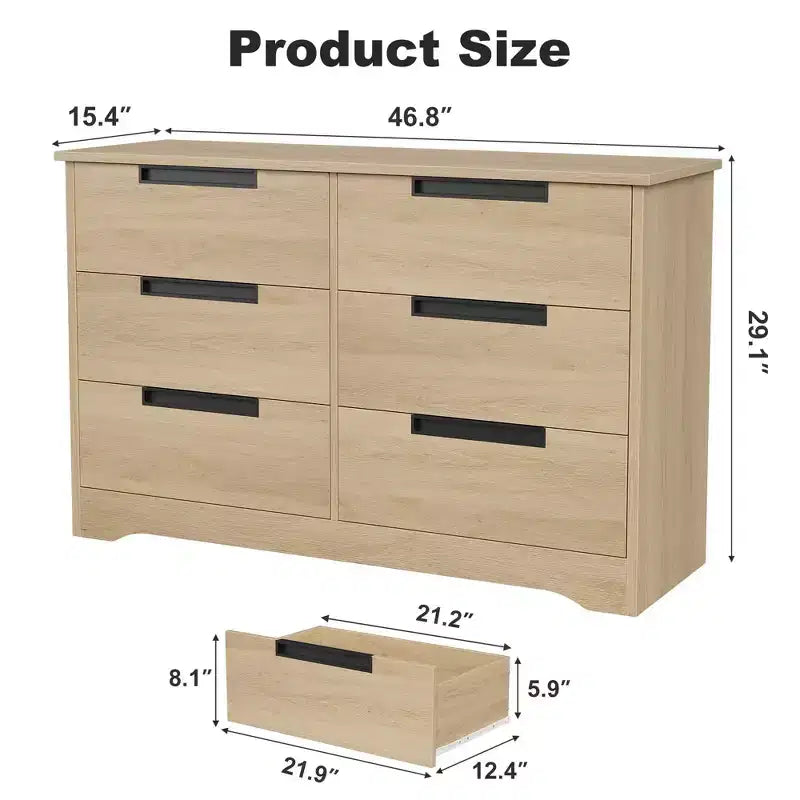 Commode de chambre à 6 tiroirs, commode en bois pour placard, unité de rangement pour couloir, salon et bureau