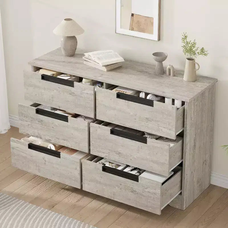Commode de chambre à 6 tiroirs, commode en bois pour placard, unité de rangement pour couloir, salon et bureau