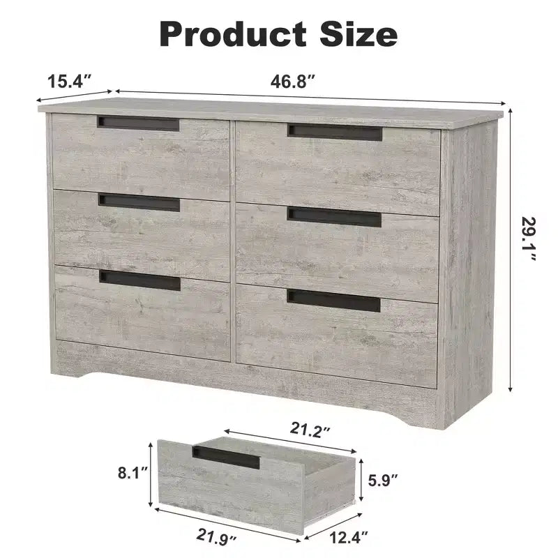 Commode de chambre à 6 tiroirs, commode en bois pour placard, unité de rangement pour couloir, salon et bureau