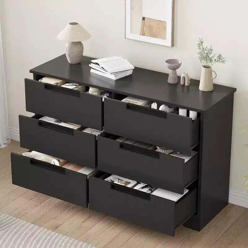 Commode de chambre à 6 tiroirs, commode en bois pour placard, unité de rangement pour couloir, salon et bureau