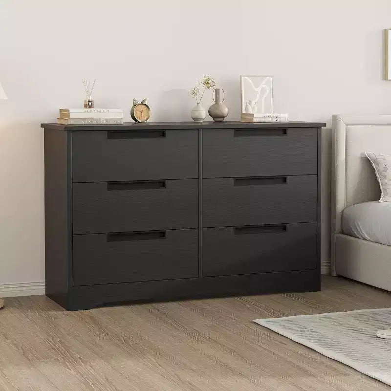 Commode de chambre à 6 tiroirs, commode en bois pour placard, unité de rangement pour couloir, salon et bureau