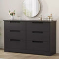 Dresser for Bedroom with 6 Drawers Wooden Chest of Drawers for Closet Dresser Storage Unit Organizer for Hallway Living Room and Office