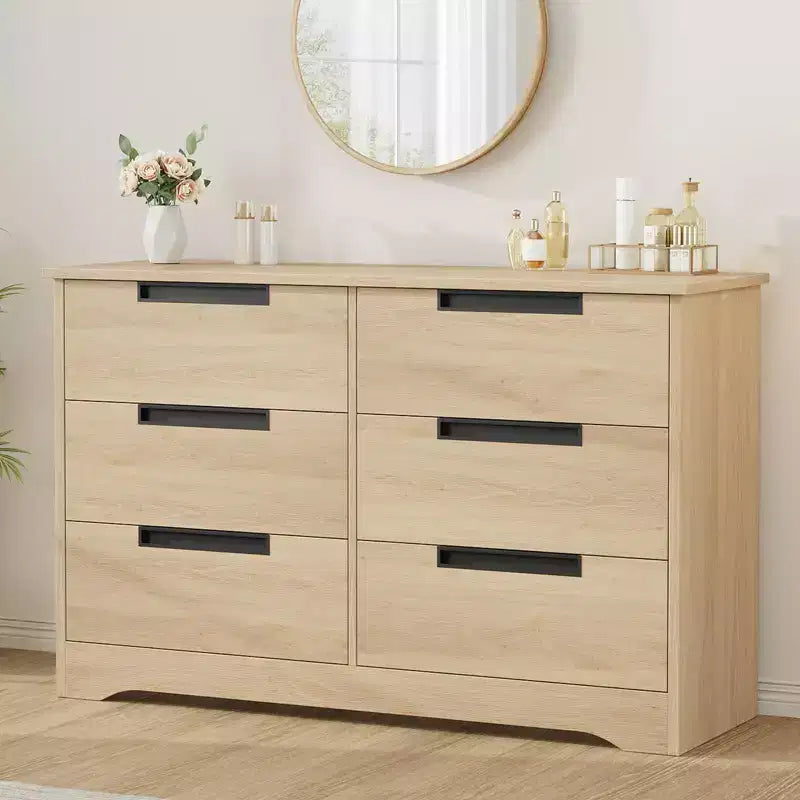 Commode de chambre à 6 tiroirs, commode en bois pour placard, unité de rangement pour couloir, salon et bureau