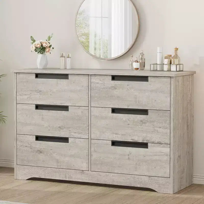 Commode de chambre à 6 tiroirs, commode en bois pour placard, unité de rangement pour couloir, salon et bureau