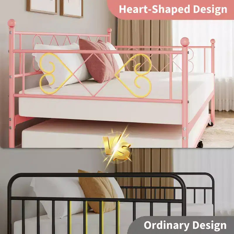 Lit de repos simple avec lit gigogne – Cadre en métal, pas besoin de sommier tapissier