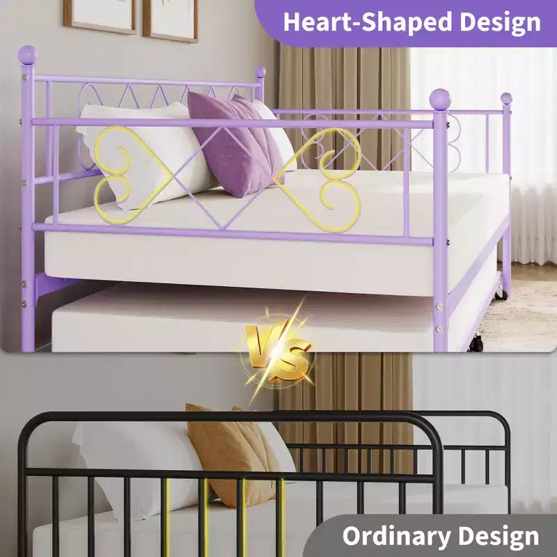 Lit de repos simple avec lit gigogne – Cadre en métal, pas besoin de sommier tapissier