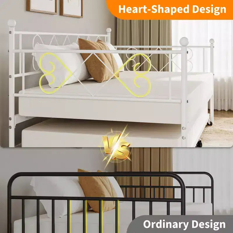 Lit de repos simple avec lit gigogne – Cadre en métal, pas besoin de sommier tapissier