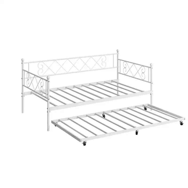 Lit de repos simple avec lit gigogne – Cadre en métal, pas besoin de sommier tapissier