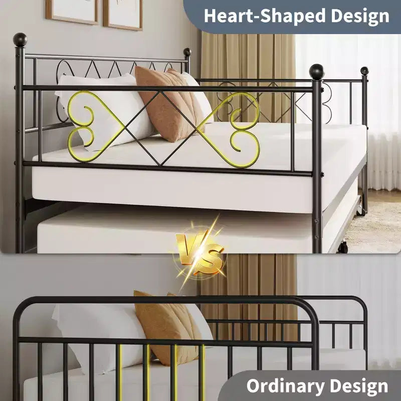 Lit de repos simple avec lit gigogne – Cadre en métal, pas besoin de sommier tapissier