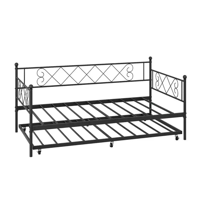 Lit de repos simple avec lit gigogne – Cadre en métal, pas besoin de sommier tapissier