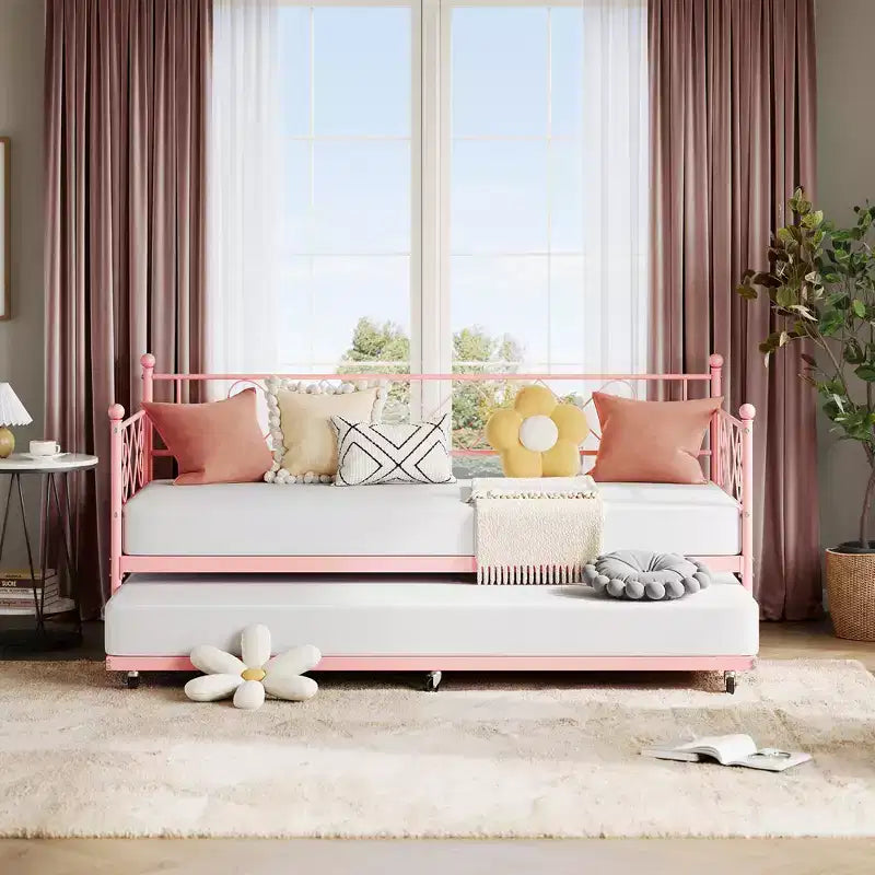 Lit de repos simple avec lit gigogne – Cadre en métal, pas besoin de sommier tapissier