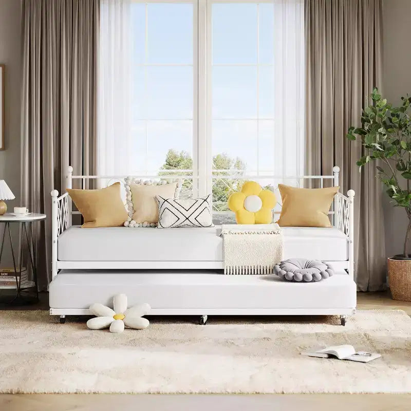 Lit de repos simple avec lit gigogne – Cadre en métal, pas besoin de sommier tapissier