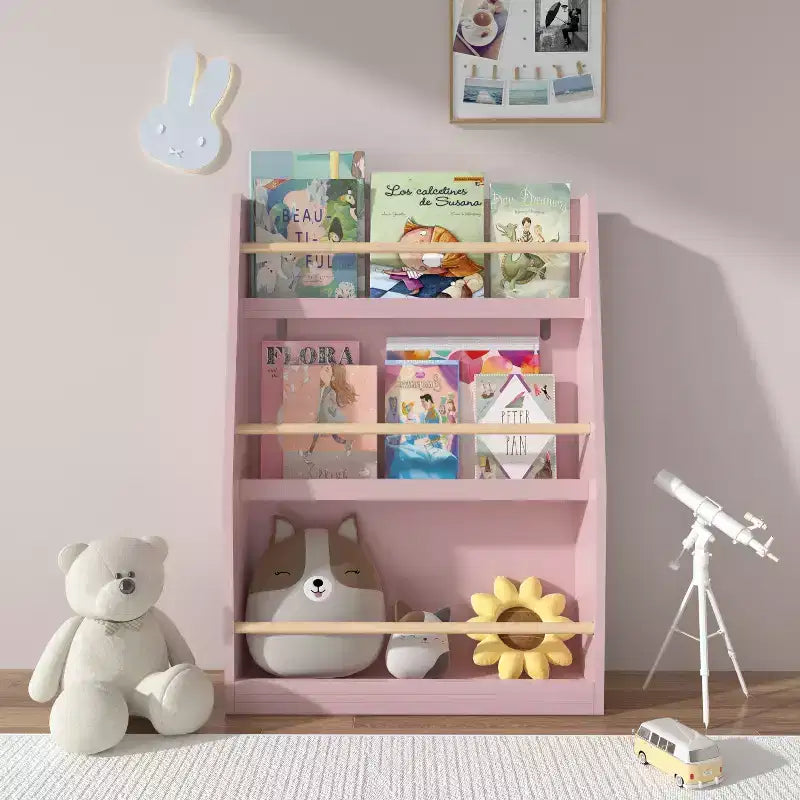 Bibliothèque pour enfants à 3 niveaux – Rose
