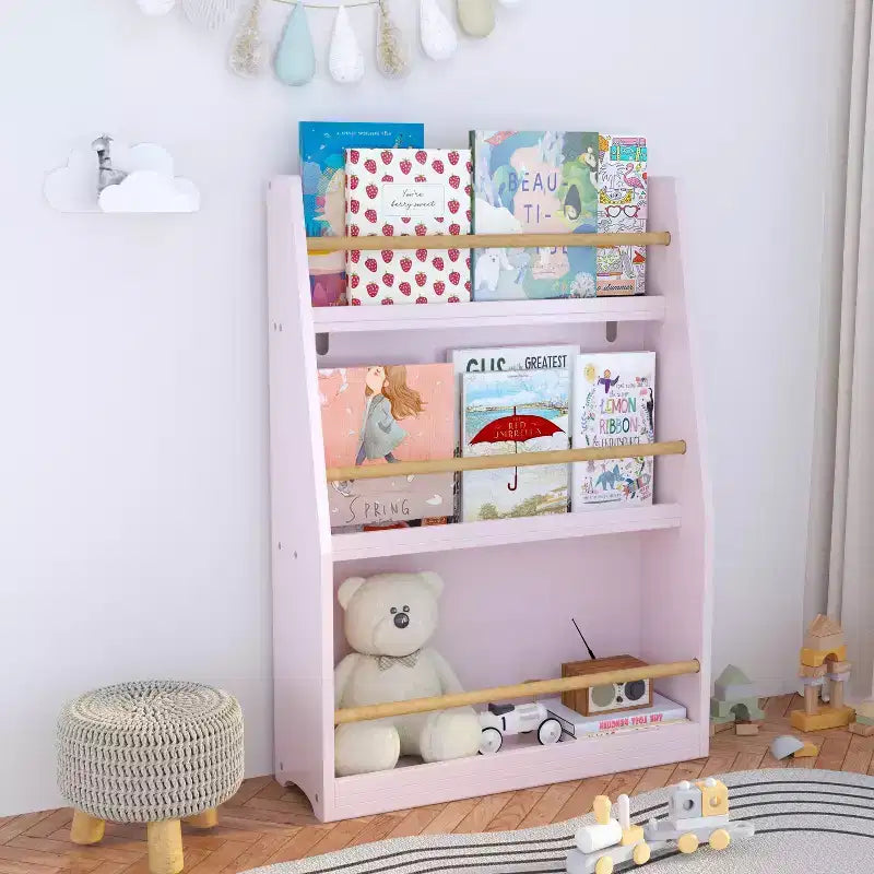 Bibliothèque pour enfants à 3 niveaux – Rose