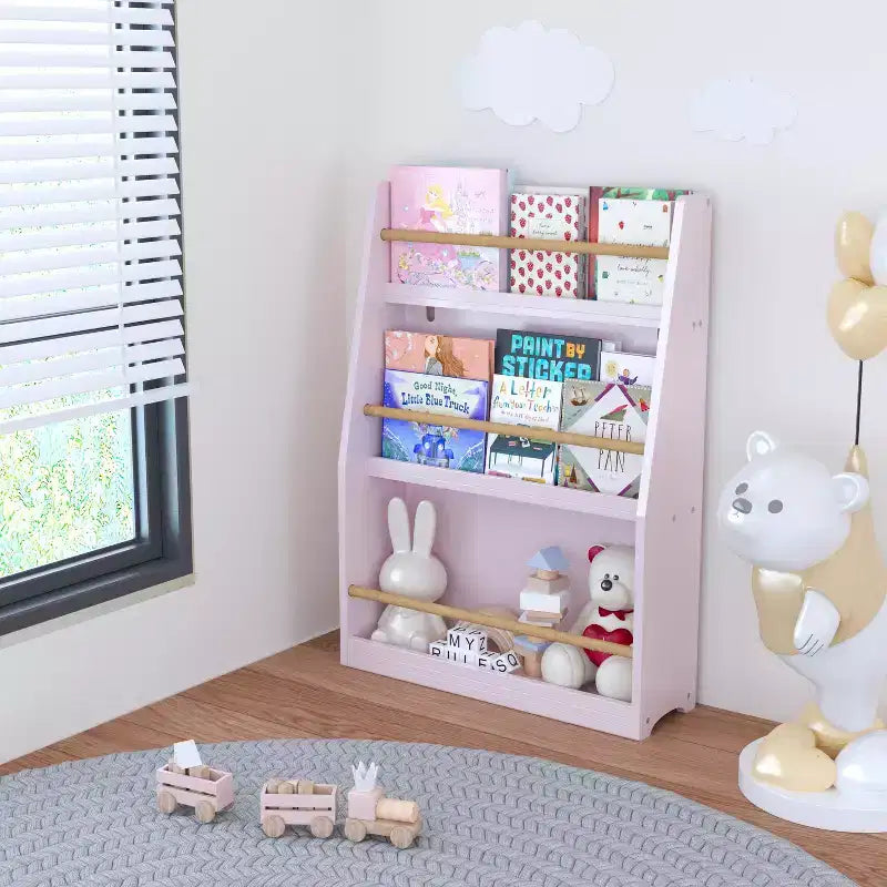Bibliothèque pour enfants à 3 niveaux – Rose