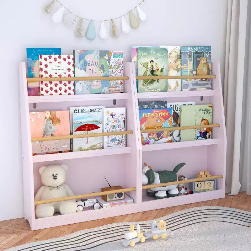Bibliothèque pour enfants à 3 niveaux – Rose