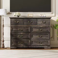Farmhouse 9-Drawer Dresser for Bedroom- Vintage Rustic Wood Chest with Natural Texture, Spacious Storage for Clothes & Essentials, Versatile Organizer
