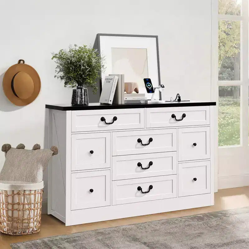 Dresser for Bedroom,9 Storage Drawers with Metal Handle,Wood Large Dressers & Chest,TV Stand, Storage Organizer Furniture,Hallway,Entryway,Closet