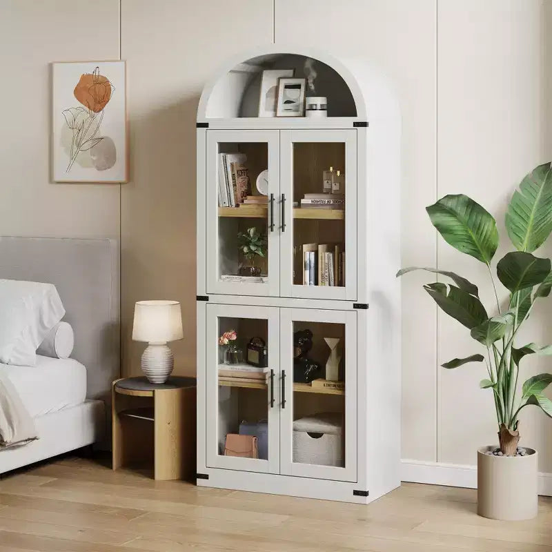 Libreria ad arco a 5 ripiani da 72 pollici con ante a battente