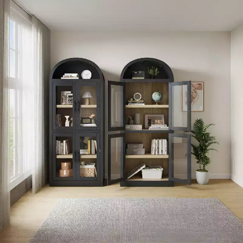Libreria ad arco a 5 ripiani da 72 pollici con ante a battente