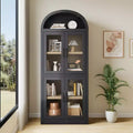 72'' Tall 5 Tier Arched Bookcase for Home Office, 4 Tier Bookshelf Storage Cabinet with Door, Floor Standing Organizer for Living Room