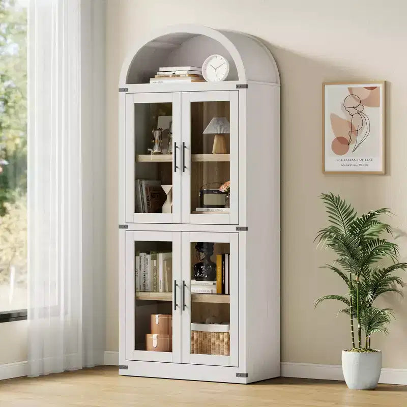Libreria ad arco a 5 ripiani da 72 pollici con ante a battente