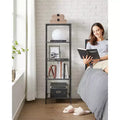5-Tier Slim Bookshelf with Tempered Glass Shelves, Gold Steel Frame Narrow Shelving Unit, for Office Bathroom Bedroom